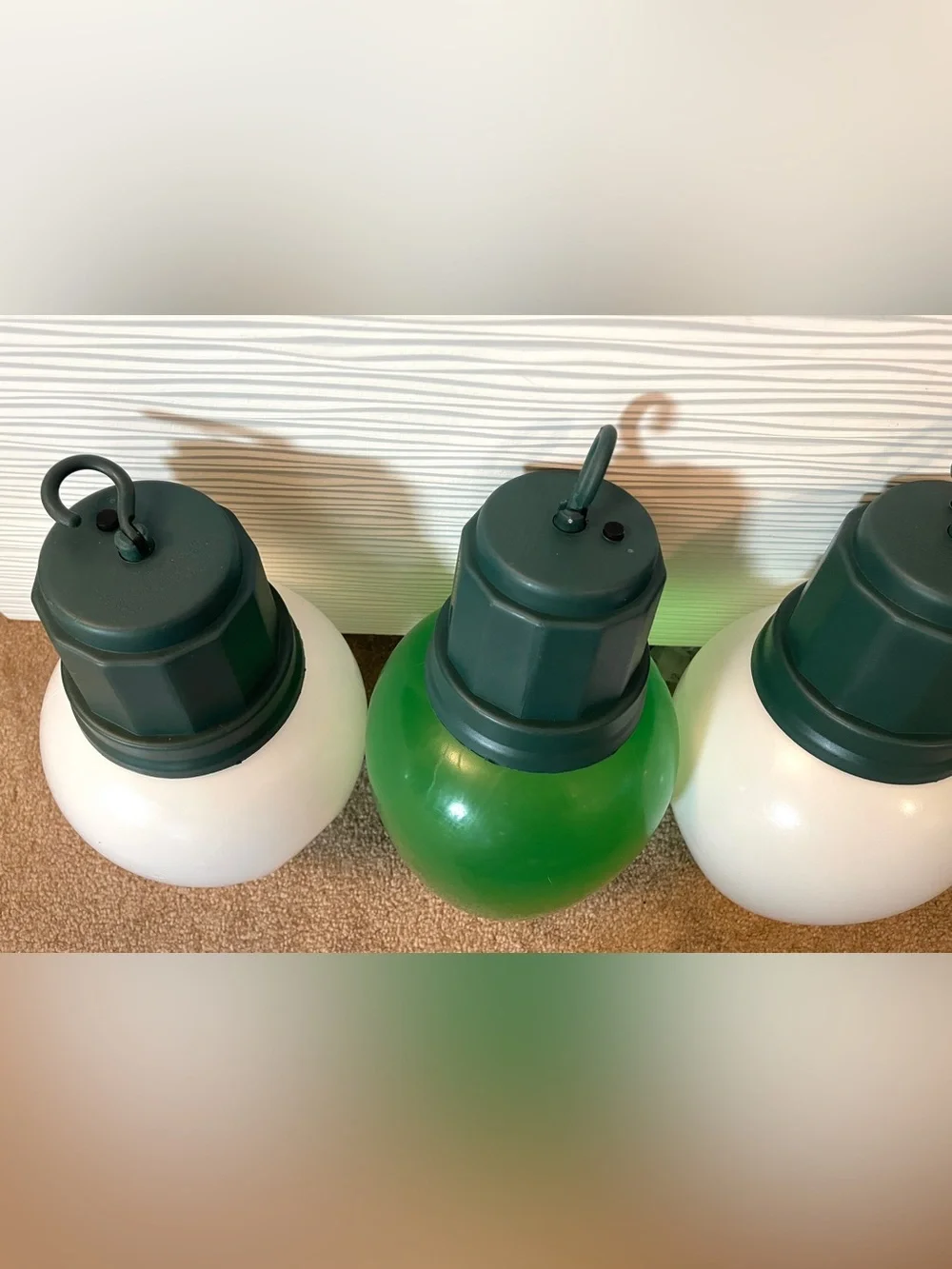 4 Large 13” Blow Mold Light Bulbs LED Jumbo Christmas Ornament White Green